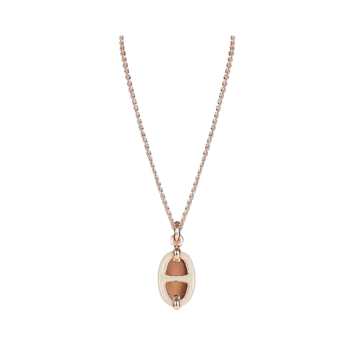 ITG43O8UAIK5 Hermes Mini Maillon Pendant Necklace in Cream Rose Gold