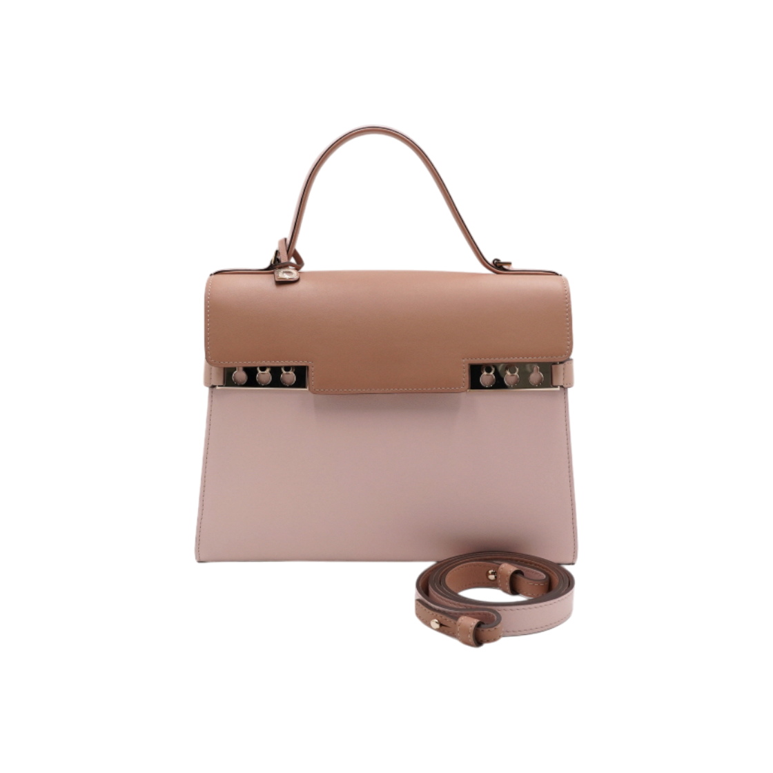 델보 AA0368AAX0AIADP 핑크 브라운 투톤 톰페트 MM 토트백 겸 숄더백aa63849(Delvaux Pink Brown Two-Tone Tompette MM Tote & Shoulder Bag) - 1