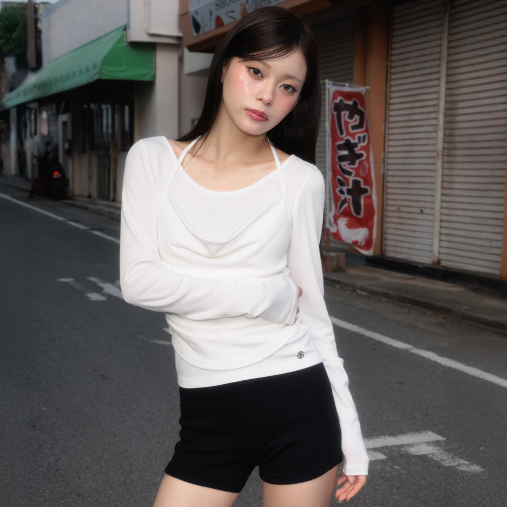 로제프란츠 드레이프 레이어드 홀터 롱슬리브 아이보리(Rosefrantz Drape Layered Halter Long Sleeve [Ivory]) - 5