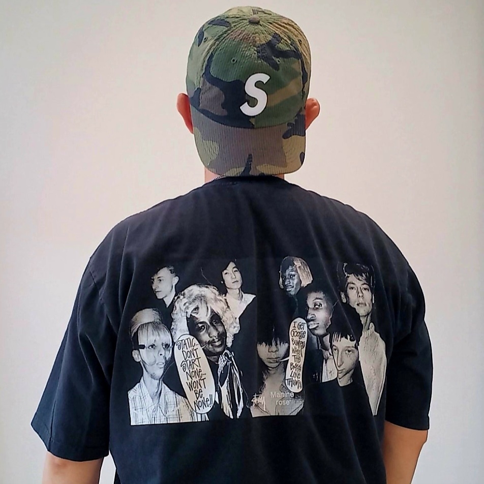 Supreme Seersucker S Logo 6-Panel Woodland Camo - 24SS, Stussy x Martine Rose Collage Pigment Dyed T-Shirt Black 착용 스타일 - 1