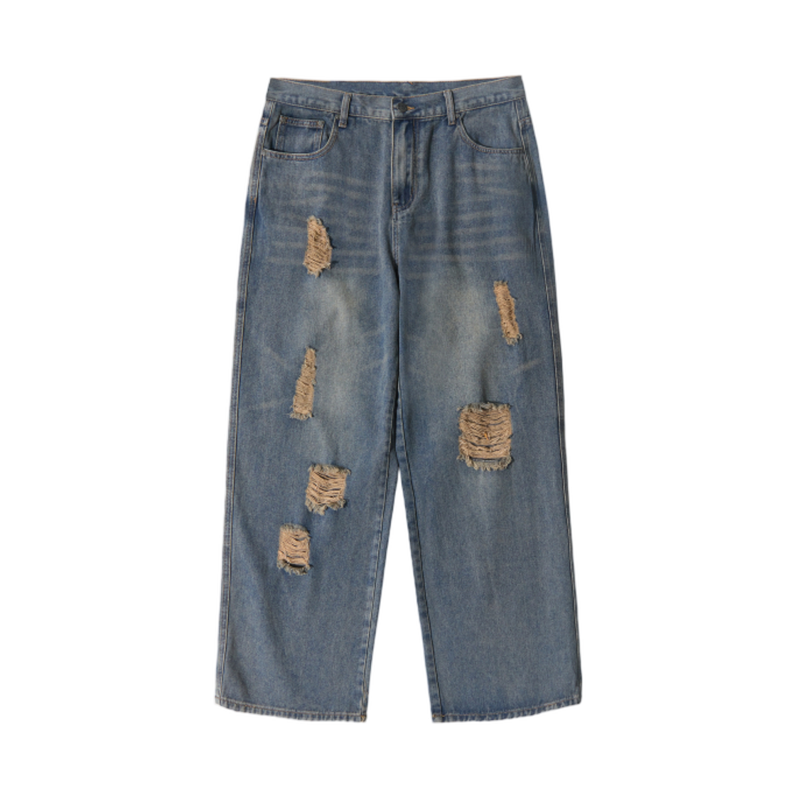 VBE1DP01DI Dimitri Black Fade Washing Semi Wide Destroyed Jeans Dust Indigo