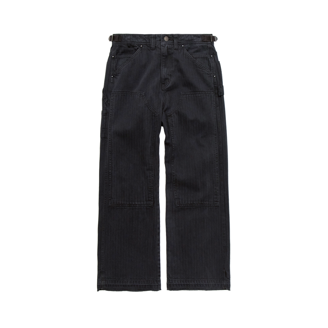 폴리테루 헤링본트윌 더블 니 팬츠 (로우 커프스) 워시드 퍼플 차콜(Polyteru HBT Double Knee Pants (Raw Cuffs) Washed Purple Charcoal)