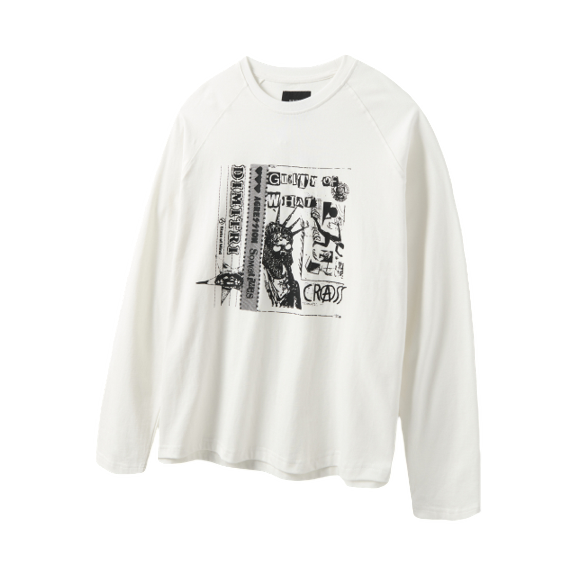 디미트리블랙 래글런 컬러 블록 피그먼트 아트워크 티셔츠 화이트(Dimitri Black Raglan Color Block Pigment Artwork T-Shirt White)