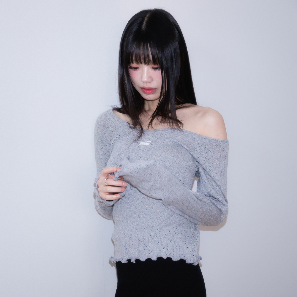 로제프란츠 레이스 라벨 브이넥 롱슬리브 그레이(Rosefrantz Lace Label V-Neck Long Sleeve [Gray]) - 3