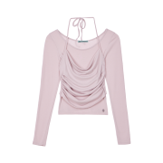 Rosefrantz Drape Layered Halter Long Sleeve [Pink]