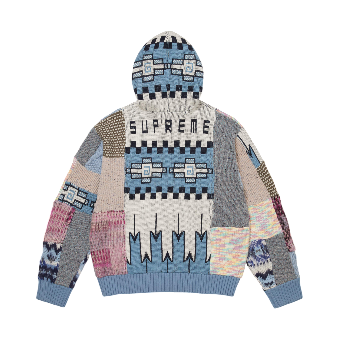 슈프림 패치워크 집업 후드 스웨터 라이트 블루 - 26SS(Supreme Patchwork Zip Up Hooded Sweater Light Blue - 26SS) - 2