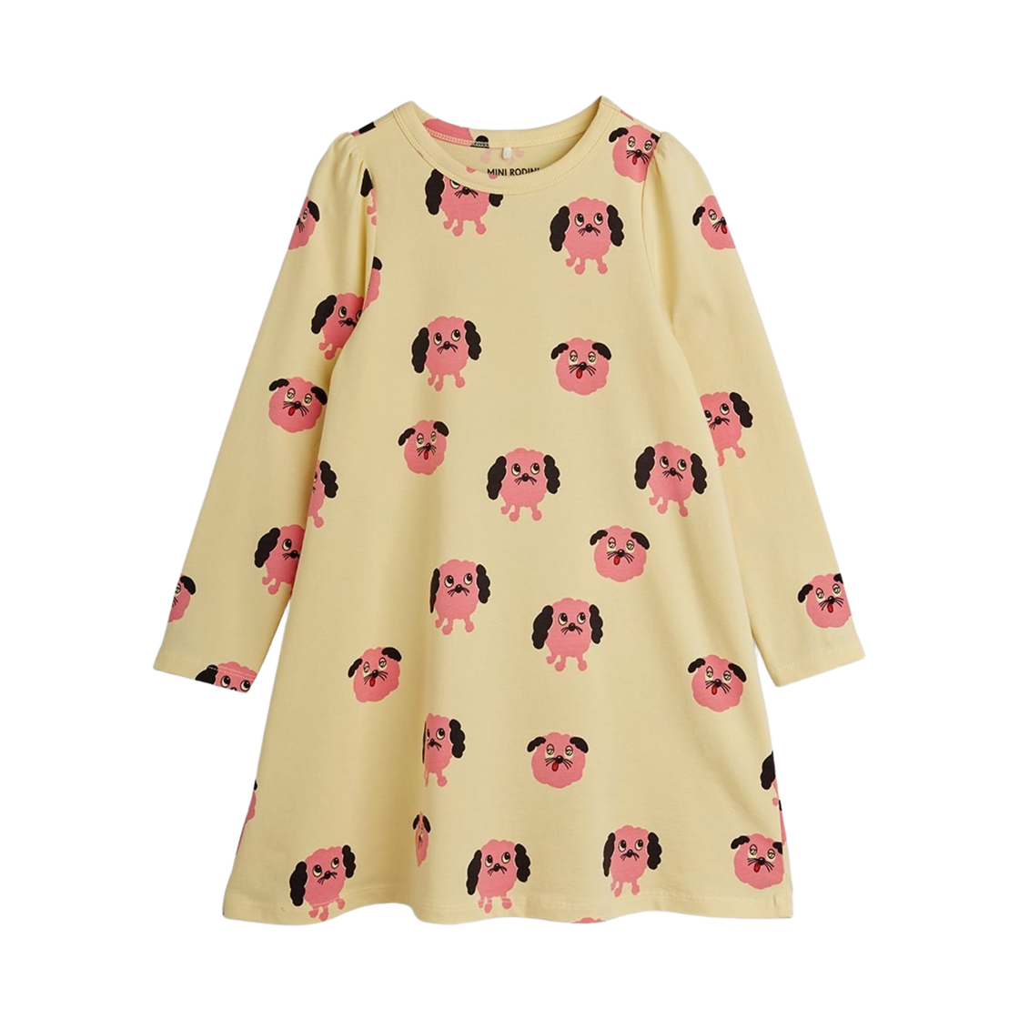 2615010323 (Kids) Mini Rodini Doggies Long Sleeve Dress Yellow