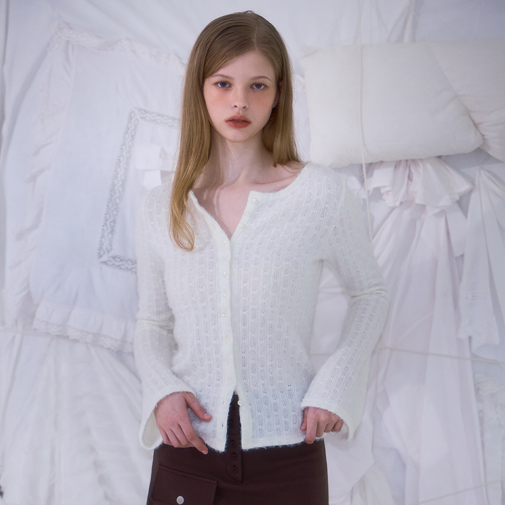 로제프란츠 헤어리 슬림 퍼 가디건 아이보리(Rosefrantz Hairy Slim Fur Cardigan [Ivory]) - 4