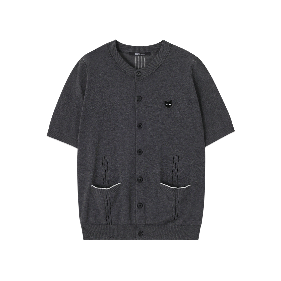SI3KT803GY SONGZIO ZZERO Panther Round Neck Half Cardigan Grey