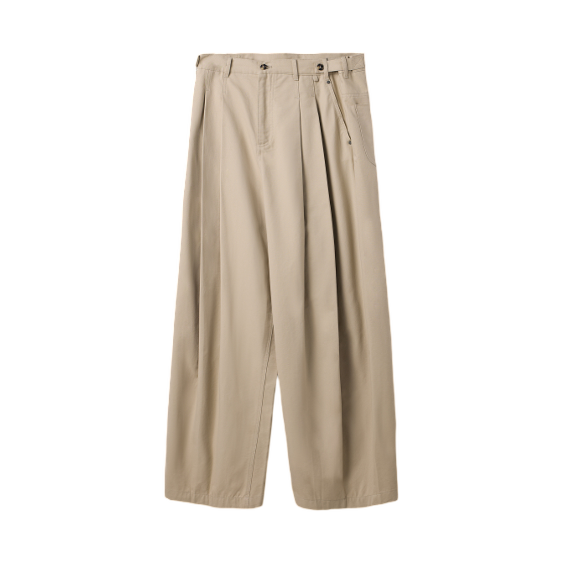 DBE7PL02BE Dimitri Black Adjust Two Tuck Wide Cotton Chino Pants Beige