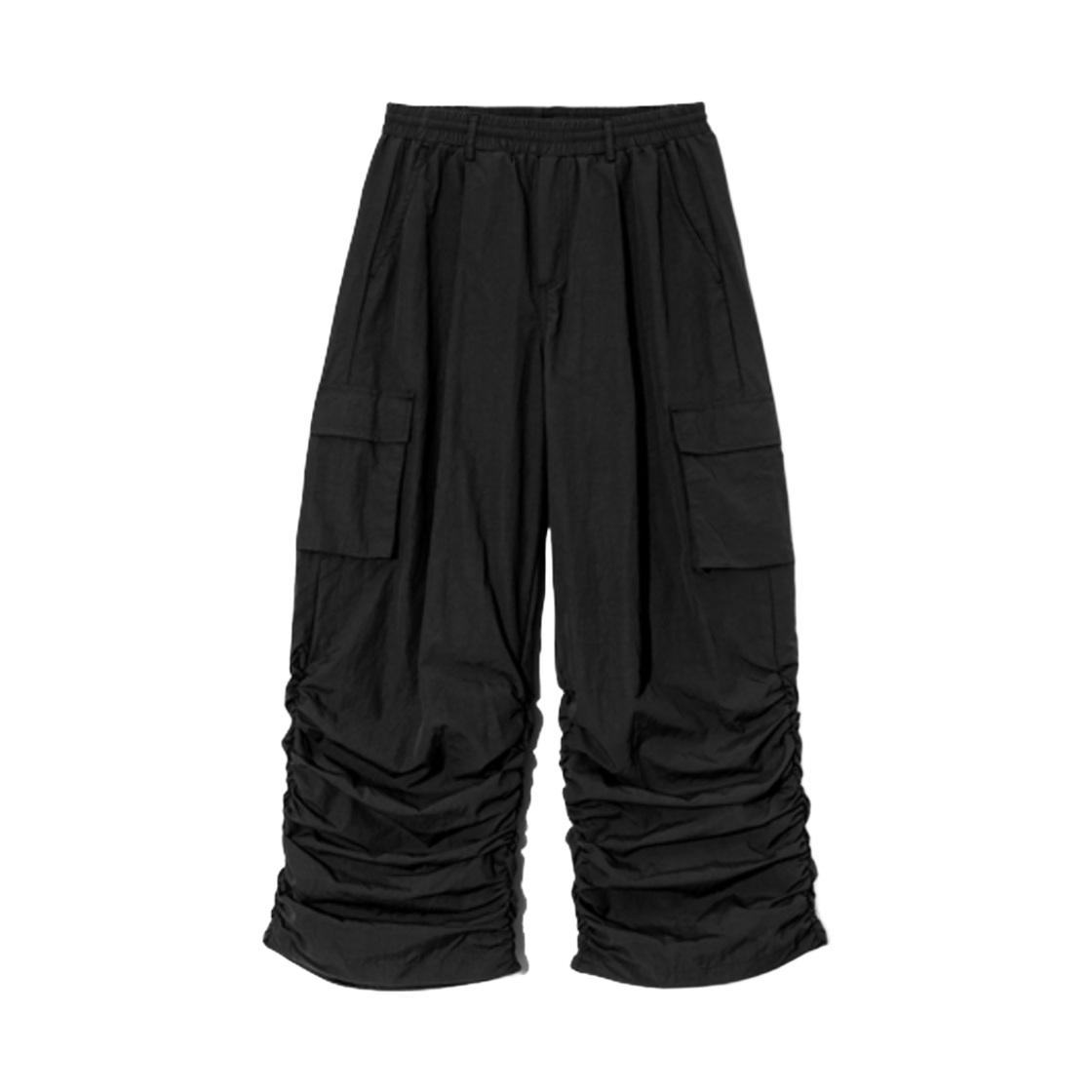디미트리블랙 나일론 고프코어 셔링 카고 팬츠 블랙(Dimitri Black Nylon Gorpcore Shirring Cargo Pants Black)