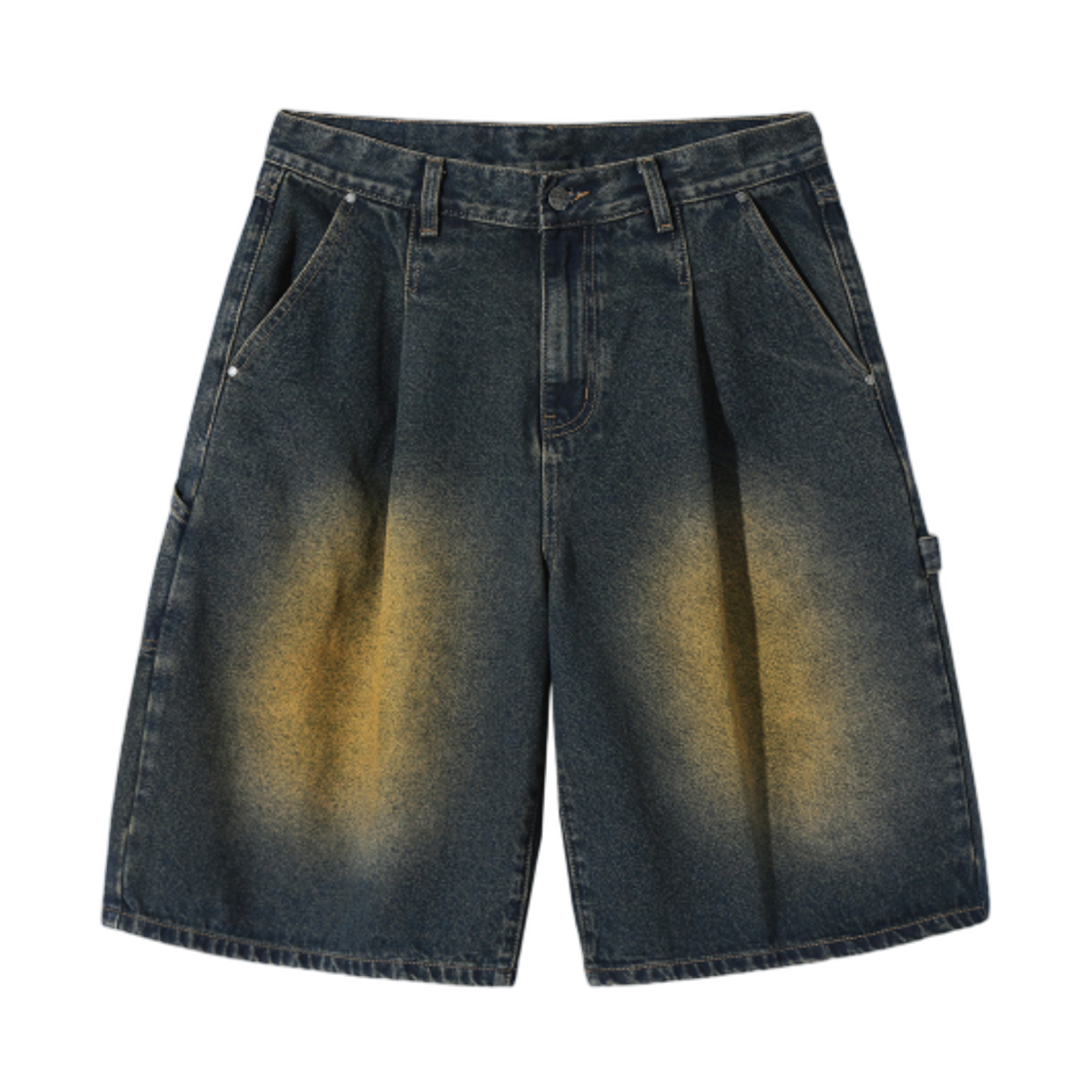 DBCUPS46YL Dimitri Black Bio Washing Carpenter Bermuda Denim Pants Yellow Washing