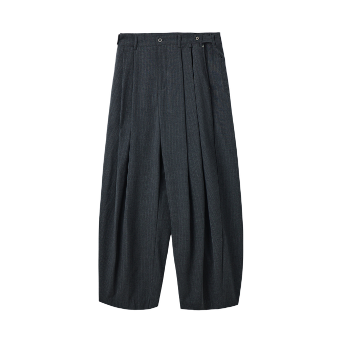 디미트리블랙 어드저스터블 투턱 와이드 슬랙스 스트라이프 차콜(Dimitri Black Adjustable Two Tuck Wide Slacks Stripe Charcoal) - 1