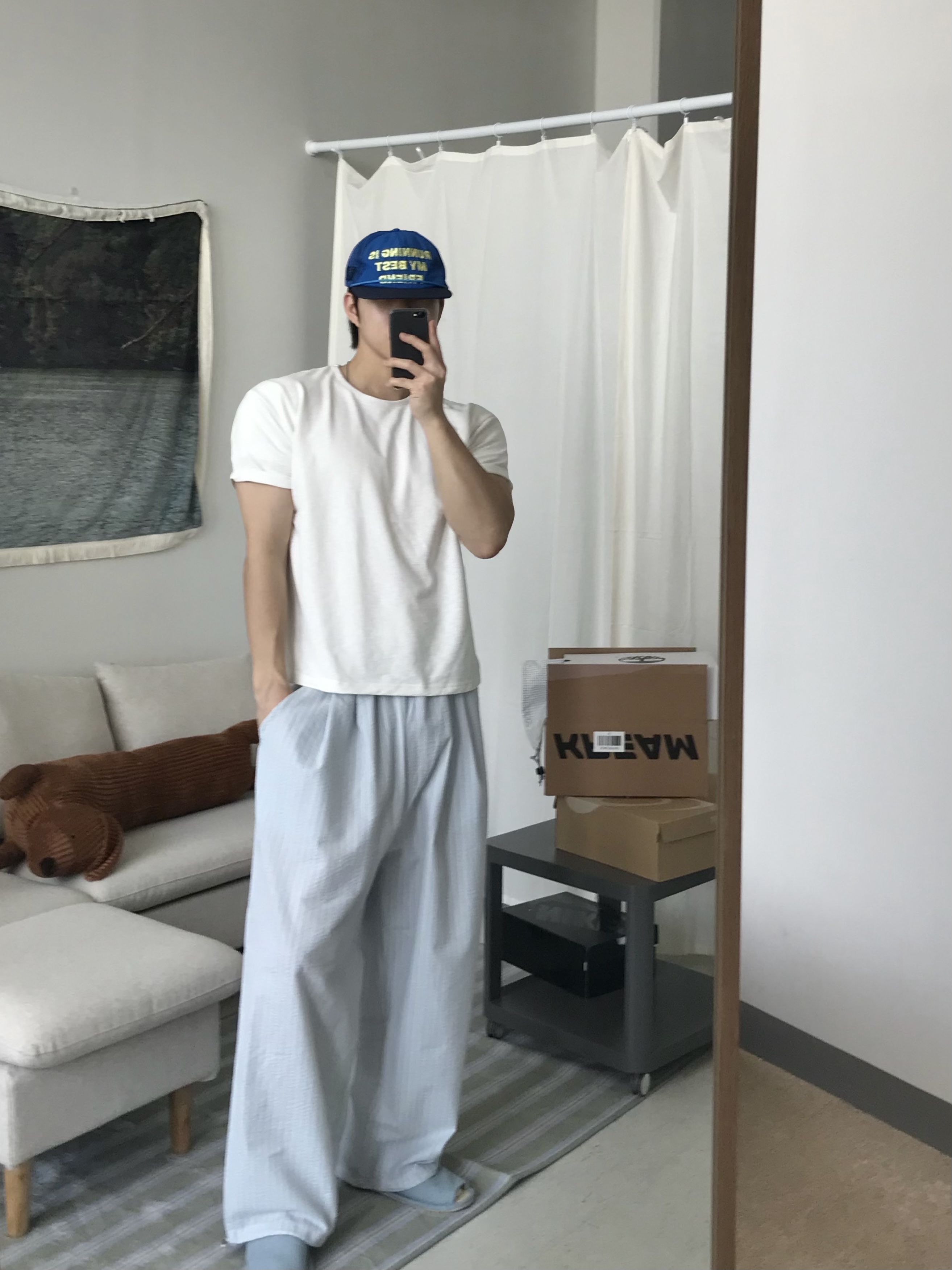 Alex Zono Running Is My Best Friend Trucker Blue 착용 스타일 - 2