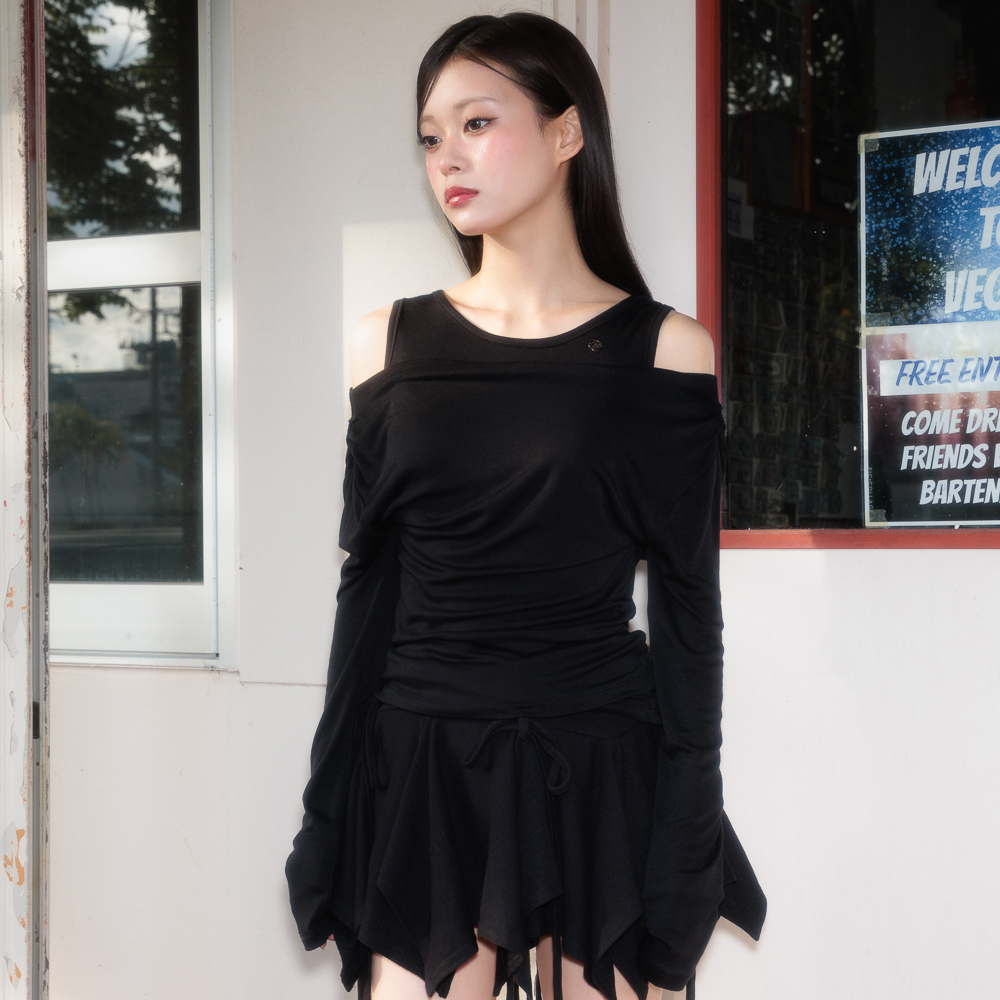 로제프란츠 레이어드 셔링 롱슬리브 블랙(Rosefrantz Layered Shirring Long Sleeve [Black]) - 3