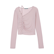 Rosefrantz Unbalanced Shirring Long Sleeve [Pink]