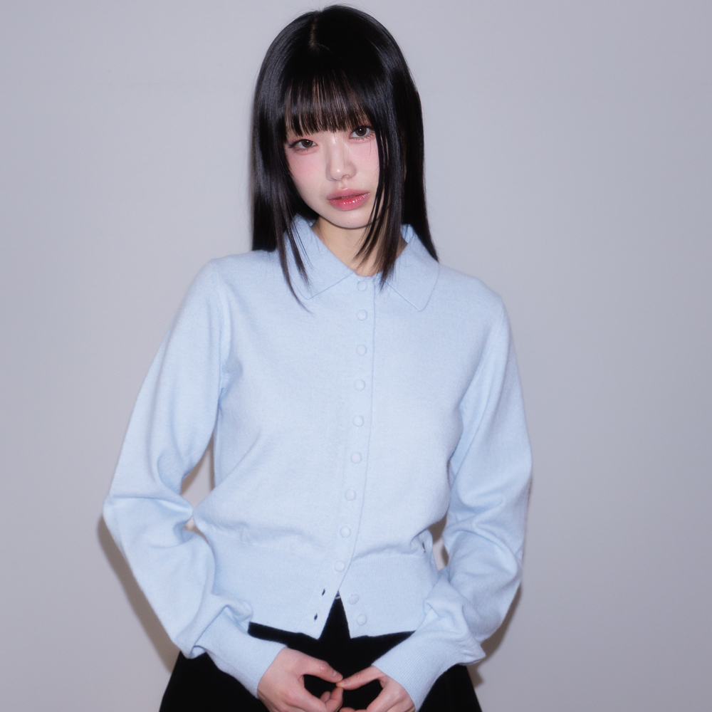 로제프란츠 패브릭 버튼 카라 가디건 스카이 블루(Rosefrantz Fabric Button Collar Cardigan [Sky Blue]) - 3