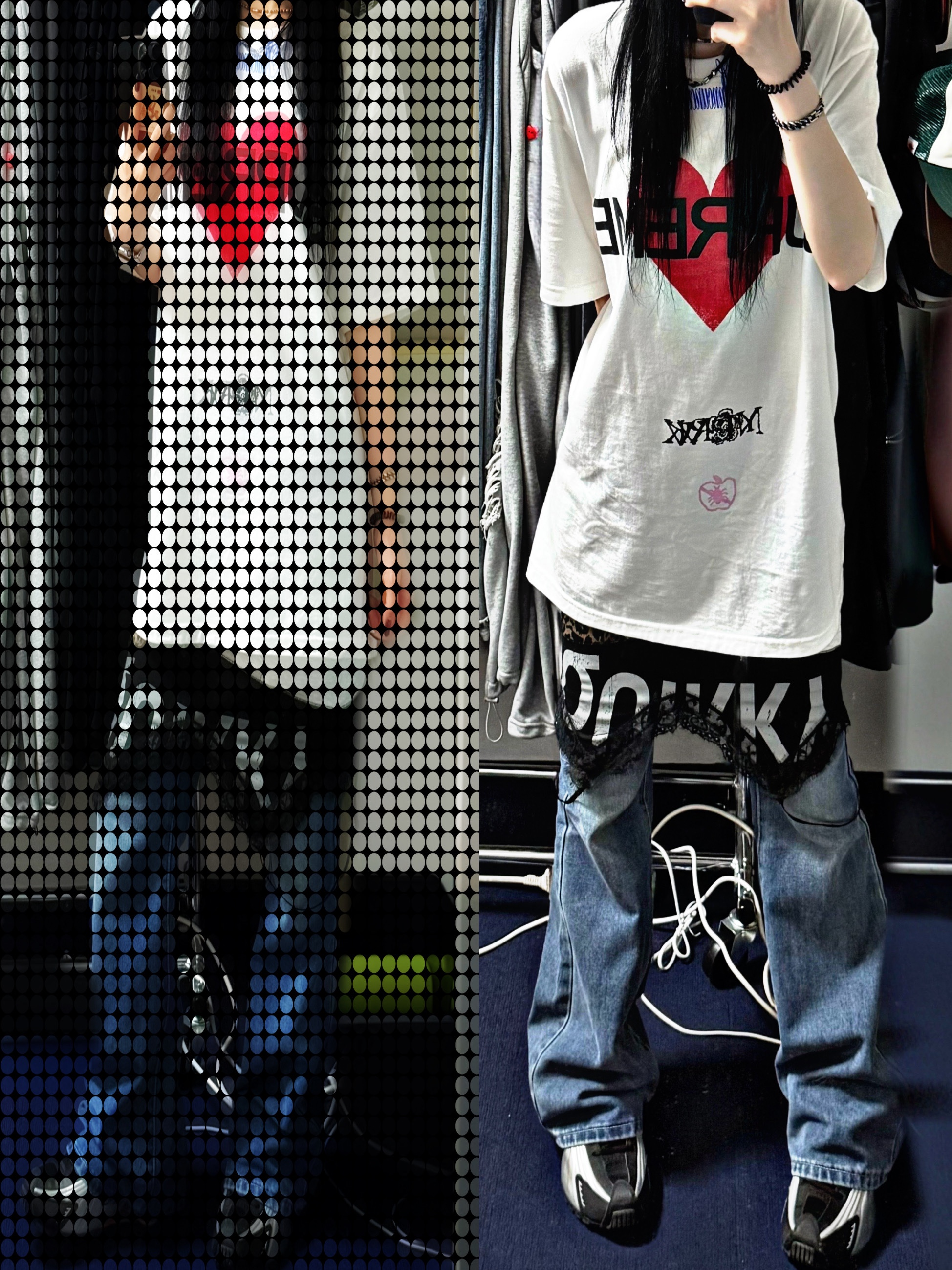Supreme Announcing T-Shirt White - 25SS, Nike Shox R4 Metallic Silver Red 착용 스타일