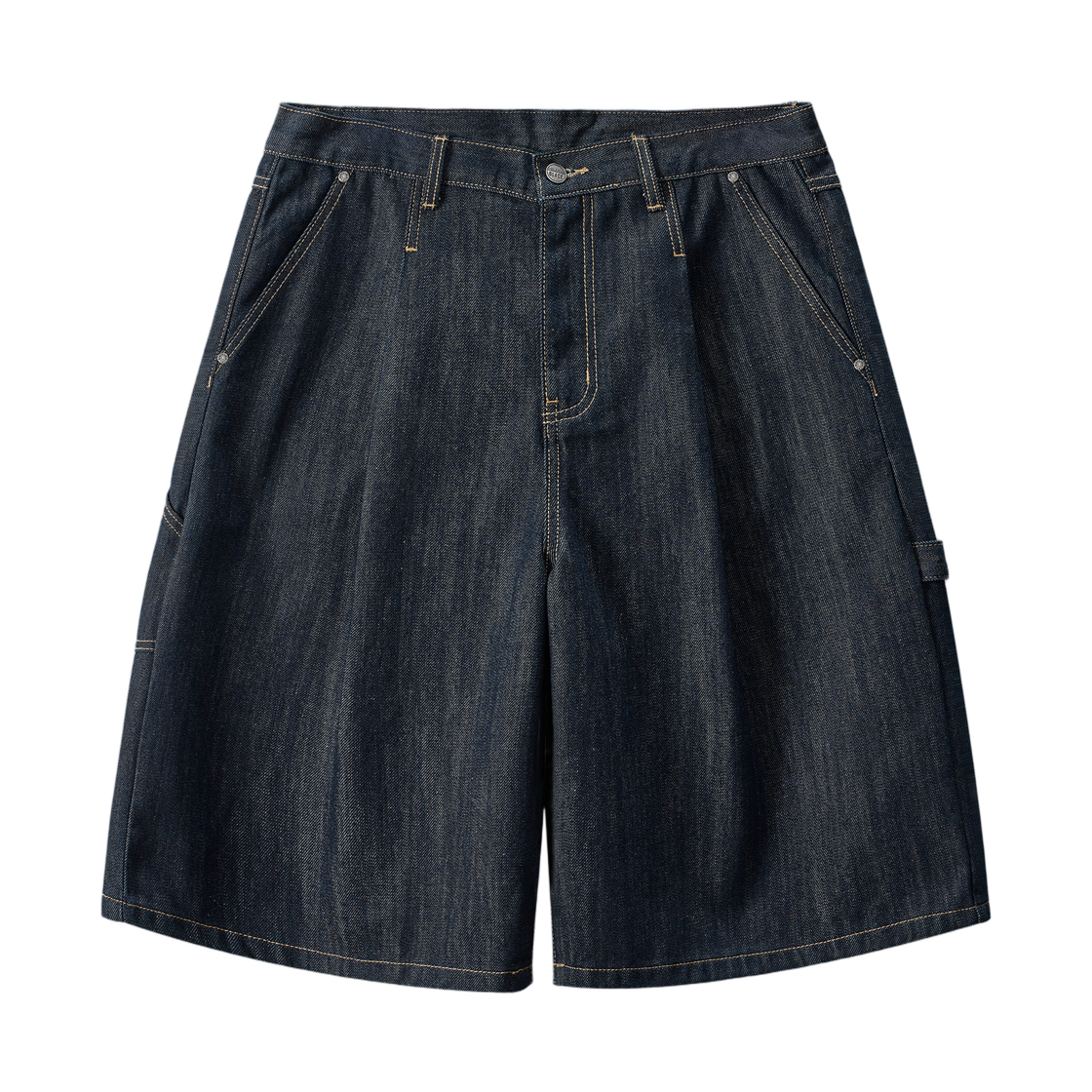 디미트리블랙 바이오 워싱 카펜터 버뮤다 데님 팬츠 슬럽 인디고(Dimitri Black Bio Washing Carpenter Bermuda Denim Pants Slub Indigo)