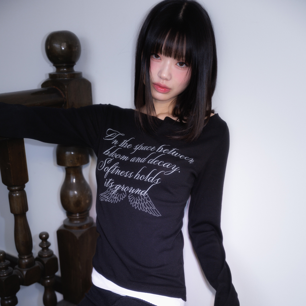 로제프란츠 레터링 엔젤 롱슬리브 블랙(Rosefrantz Lettering Angel Long Sleeve [Black]) - 6