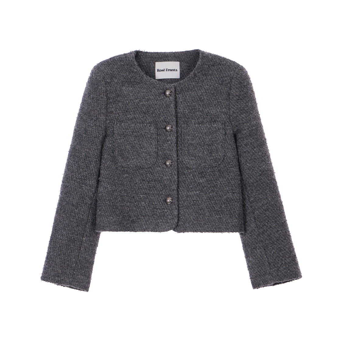 RS26SJK115CRC Rosefrantz Classic Button Crop Tweed Jacket [Charcoal]