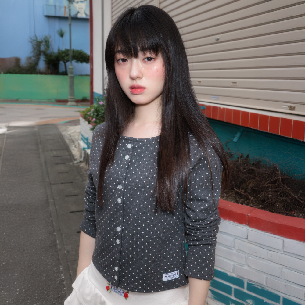 로제프란츠 도트 버튼 포인트 가디건 차콜(Rosefrantz Dot Button Point Cardigan [Charcoal]) - 3