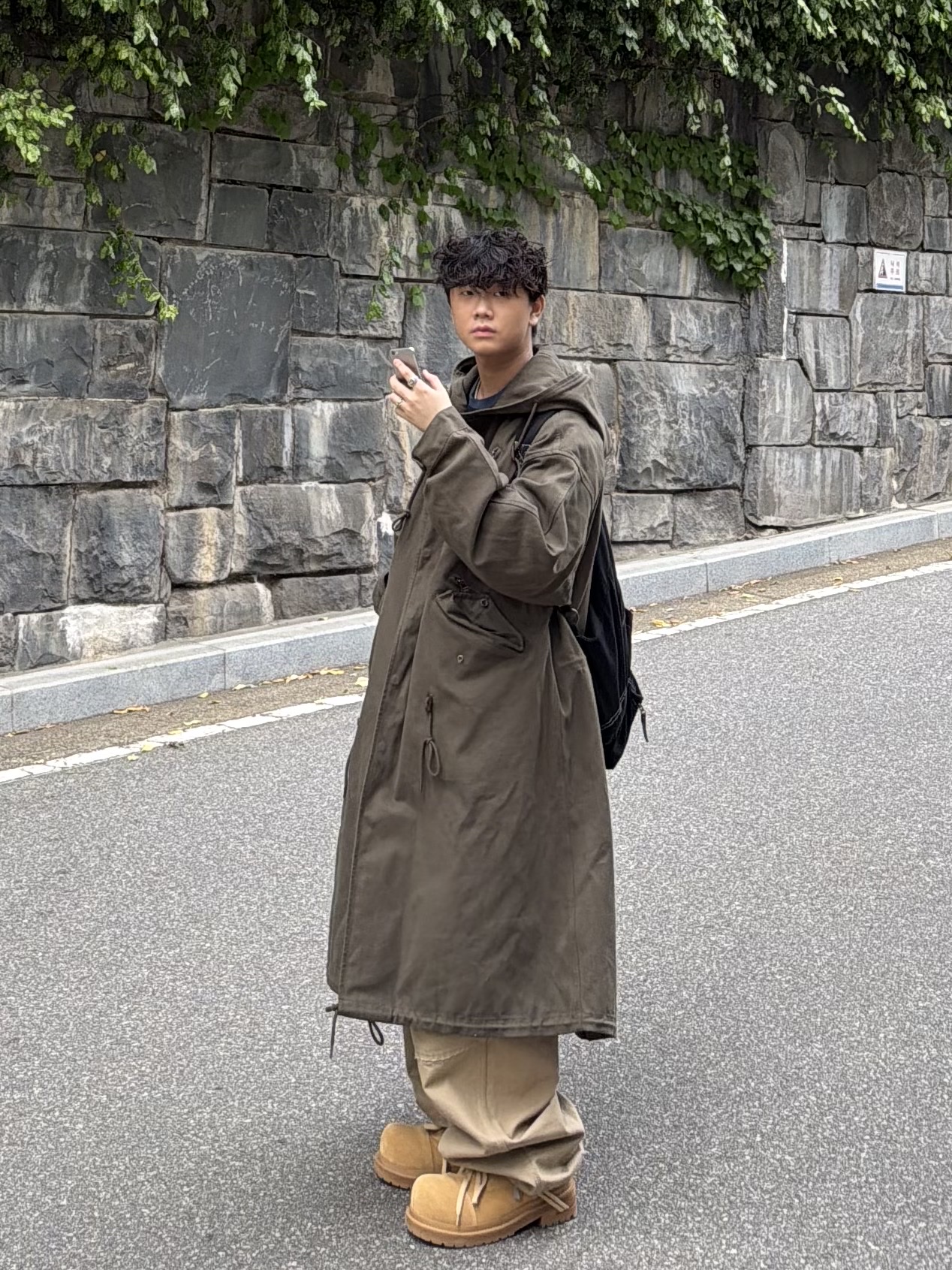 MJD Canvas 3D Knee Pants Beige 착용 스타일 - 2