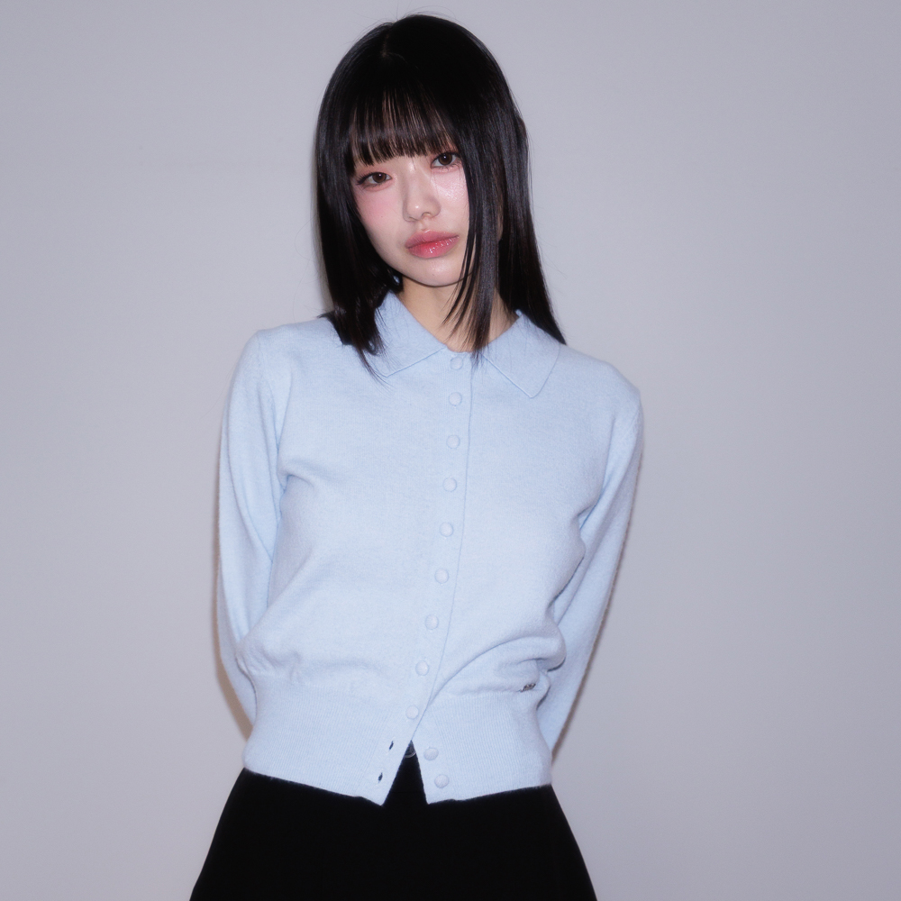 로제프란츠 패브릭 버튼 카라 가디건 스카이 블루(Rosefrantz Fabric Button Collar Cardigan [Sky Blue]) - 4