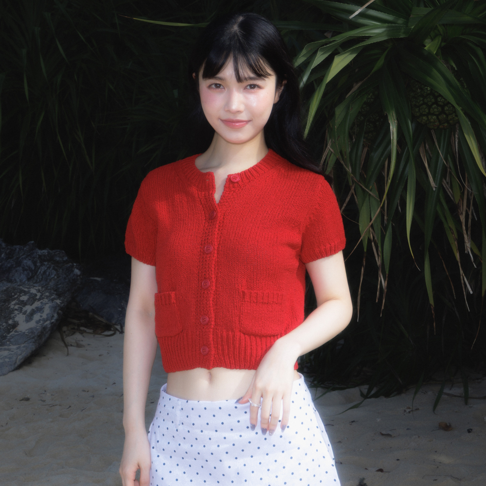 로제프란츠 포켓 반팔 니트 가디건 레드(Rosefrantz Pocket short sleeve knit cardigan [Red]) - 2