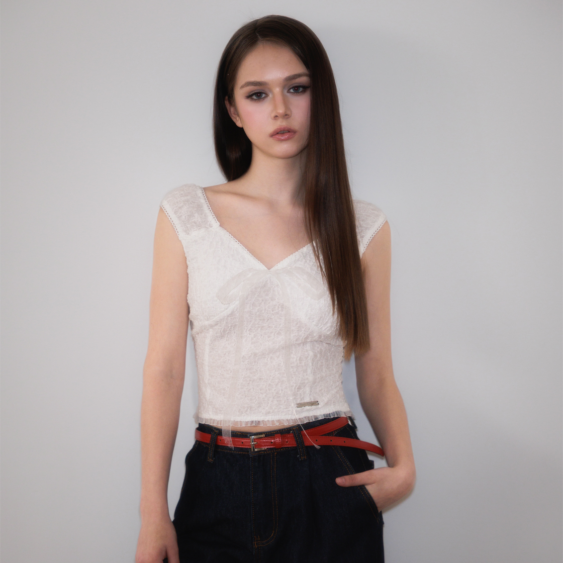 로제프란츠쉬폰 리본 크링클 슬리브리스 아이보리(Rosefrantz Chiffon Ribbon Crinkle Sleeveless [Ivory]) - 6