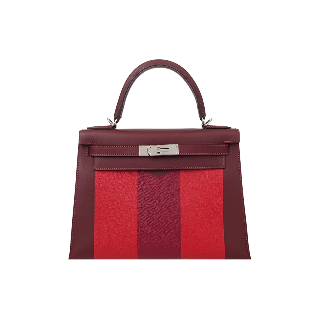 IT9DD48LM3JA Hermes Kellygraphy Graphic Design Kelly 28 Rouge Ash & Rose Poudre Silver Hardware (6HH0217)