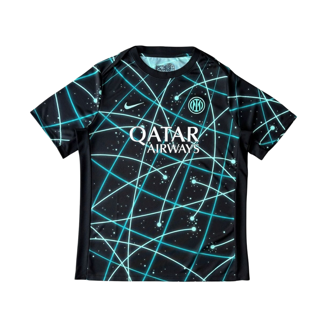 IF3969-011 Nike Inter Milan Academy Pro Dri-Fit Soccer Pre-Match Short Sleeve Top Black Hyper Turquoise (IF3969-011) (Non Marking Ver.)