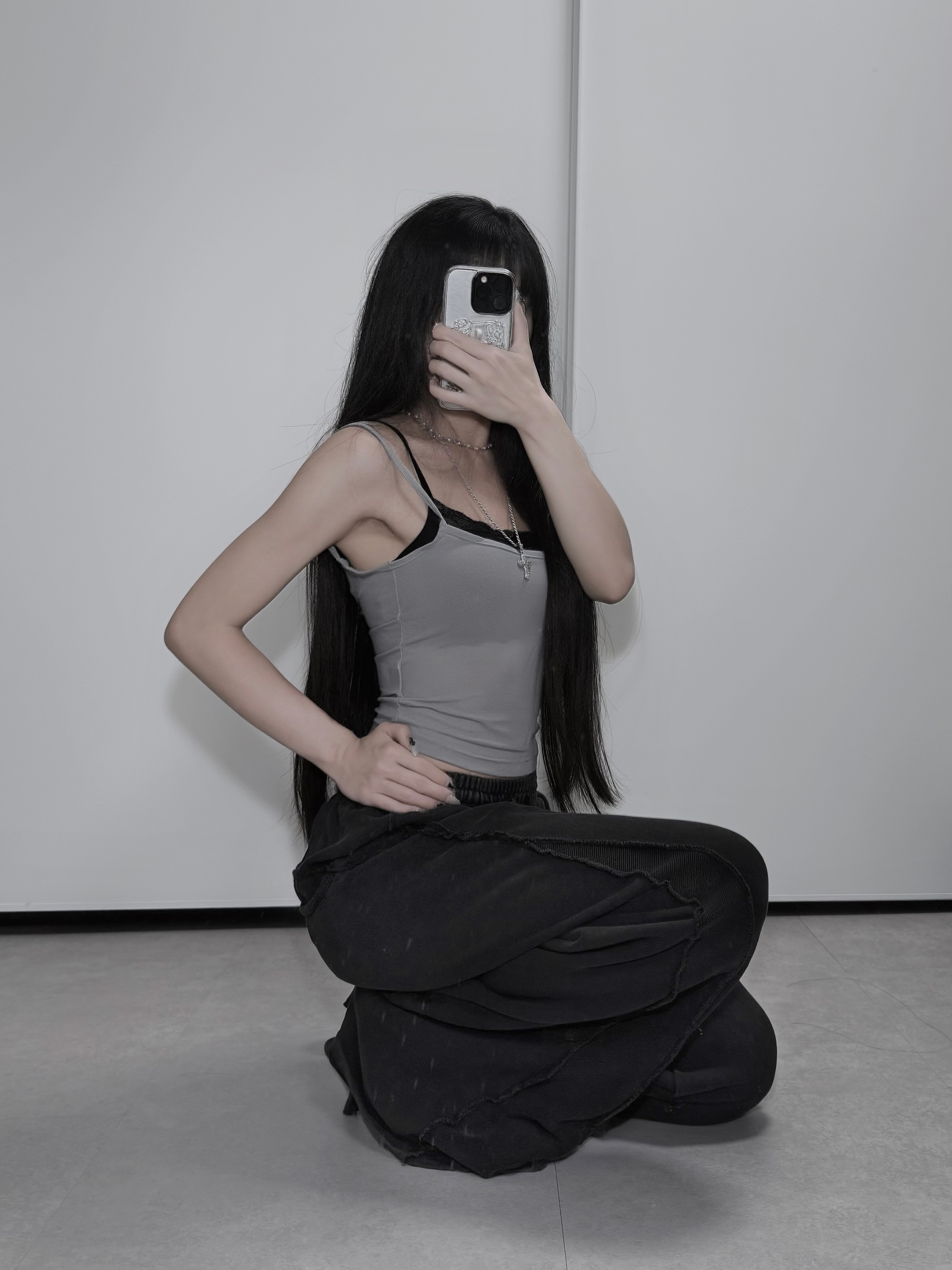 PHOS333 W Vintage Washed Wide Sweatpants 착용 스타일 - 2