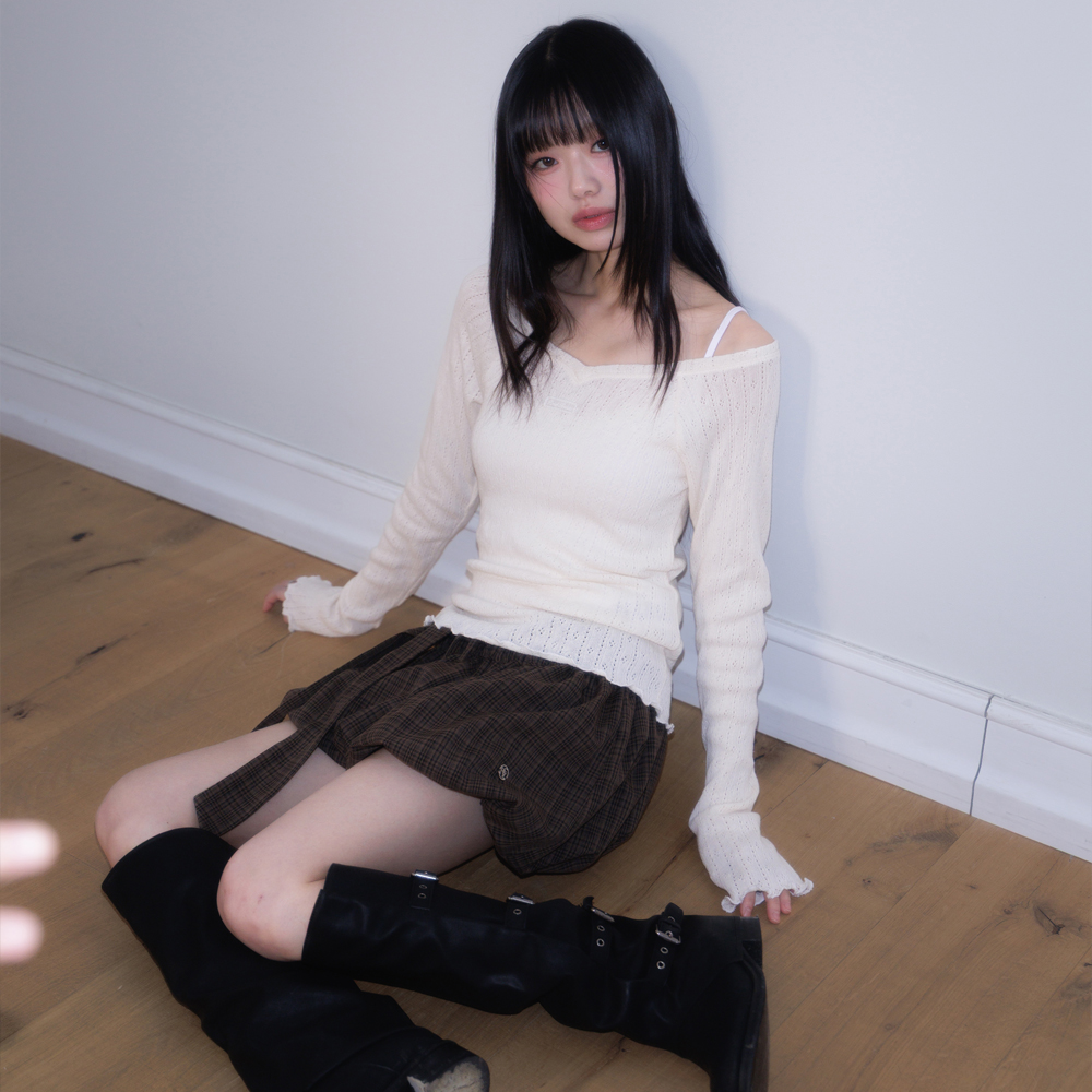 로제프란츠 벌룬 체크 벨트 미니스커트 브라운(Rosefrantz Balloon Check Belted Miniskirt [Brown]) - 4