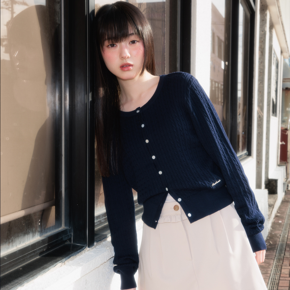 로제프란츠 케이블 니트 베이직 가디건 네이비(Rosefrantz Cable Knit Basic Cardigan [Navy]) - 2