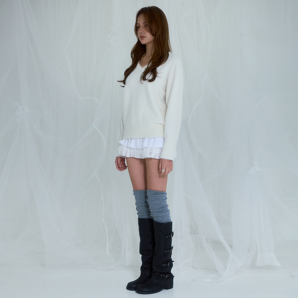 로제프란츠 퍼 브이넥 니트 아이보리(Rosefrantz Fur V-neck Knit [Ivory]) - 3