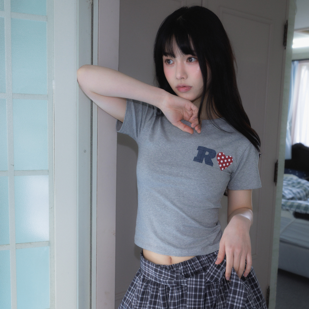 로제프란츠 도트 하트 코튼 티셔츠 그레이(Rosefrantz Dot Heart Cotton T-Shirt [Gray]) - 6
