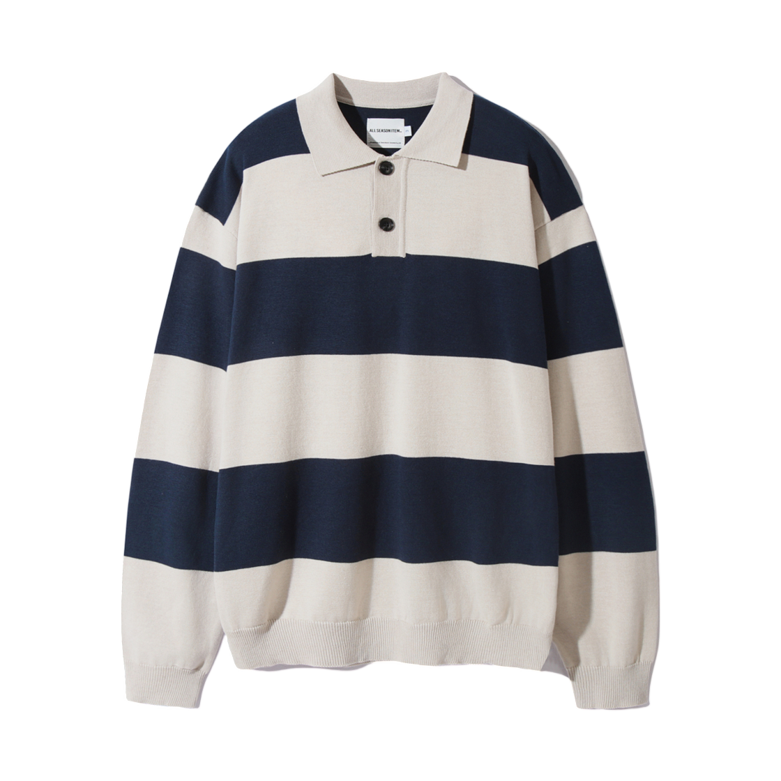 디미트리블랙 ASI 스트라이프 럭비 롱슬리브 니트 티셔츠 네이비(Dimitri Black ASI Stripe Rugby Long Sleeve Knit T-Shirt Navy)