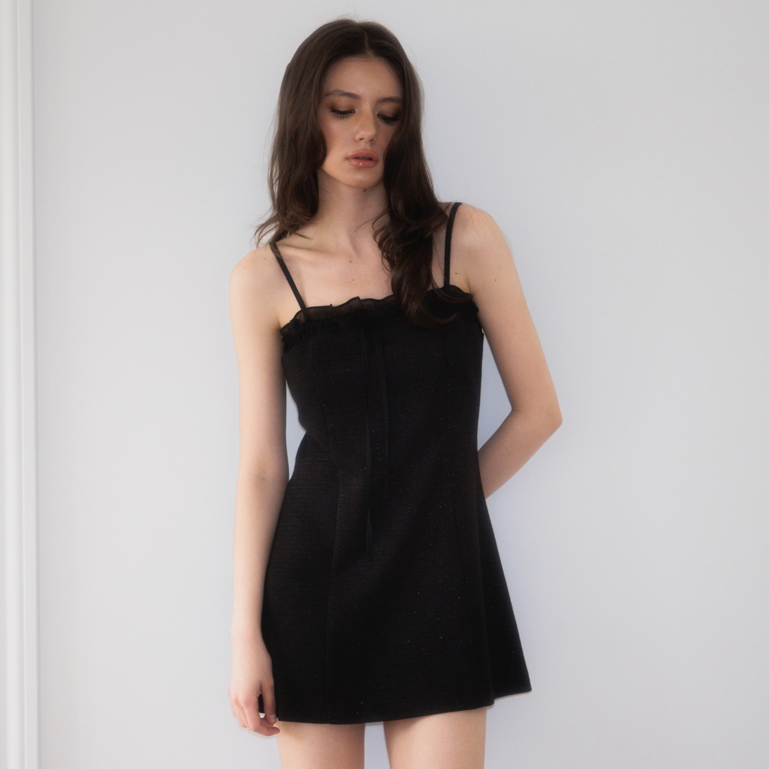 로제프란츠 트위드 리본 타이 미니 원피스 블랙(Rosefrantz Tweed Ribbon Tie Mini Dress [Black]) - 6
