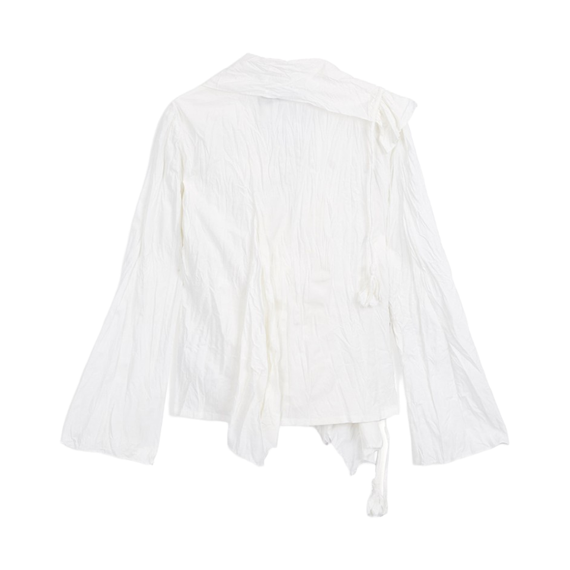 (W) 오픈 Yy 언밸런스드 러플 블라우스 화이트((W) Open Yy Unbalanced Ruffle Blouse White) - 2