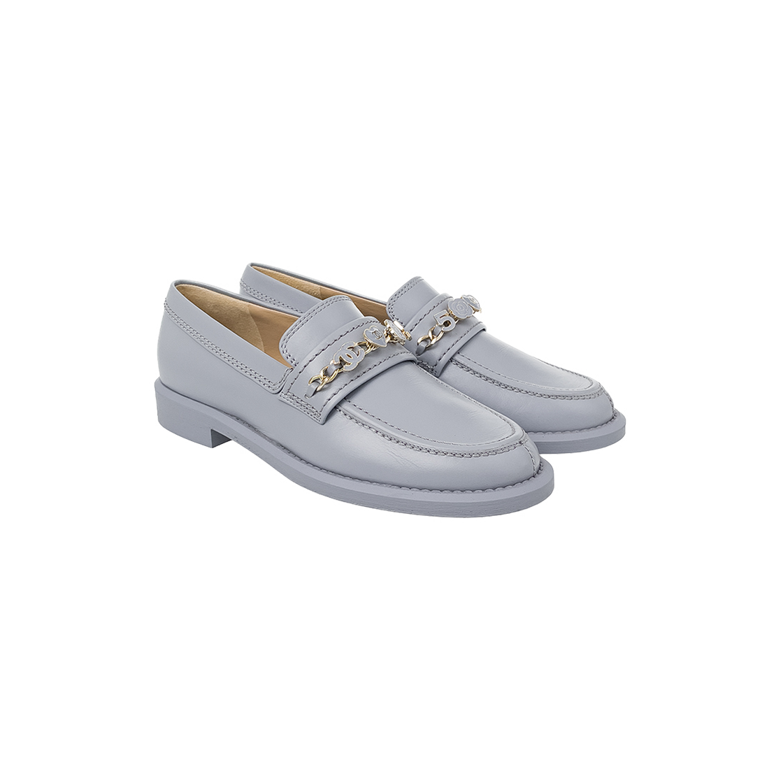 샤넬 24A 참체인 로퍼 37.5 라이트그레이 (6ET0869)(Chanel 24A Charm Chain Loafers Light Grey (6ET0869)) - 1