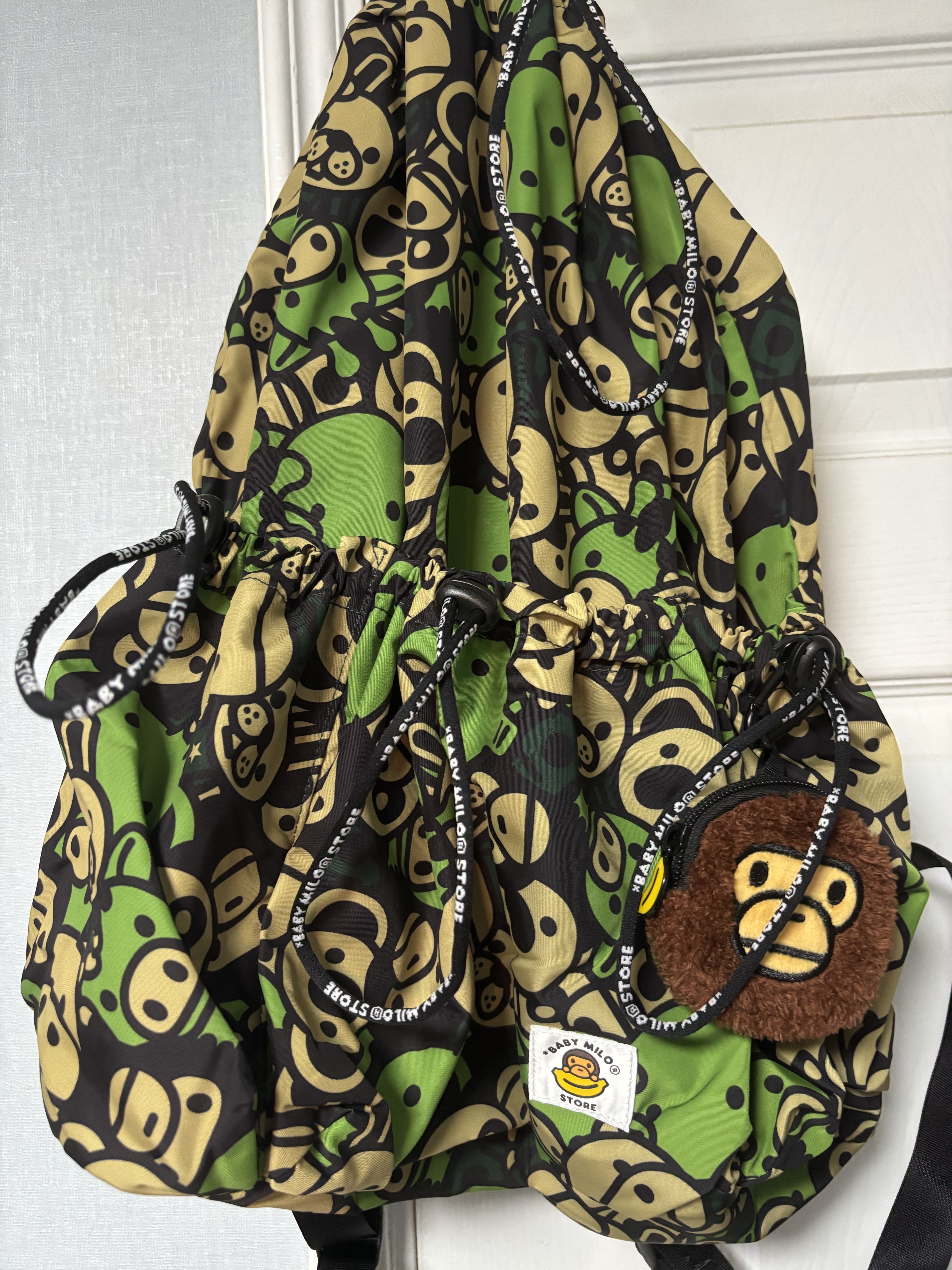 BAPE Baby Milo Friends Large Backpack Green 착용 스타일