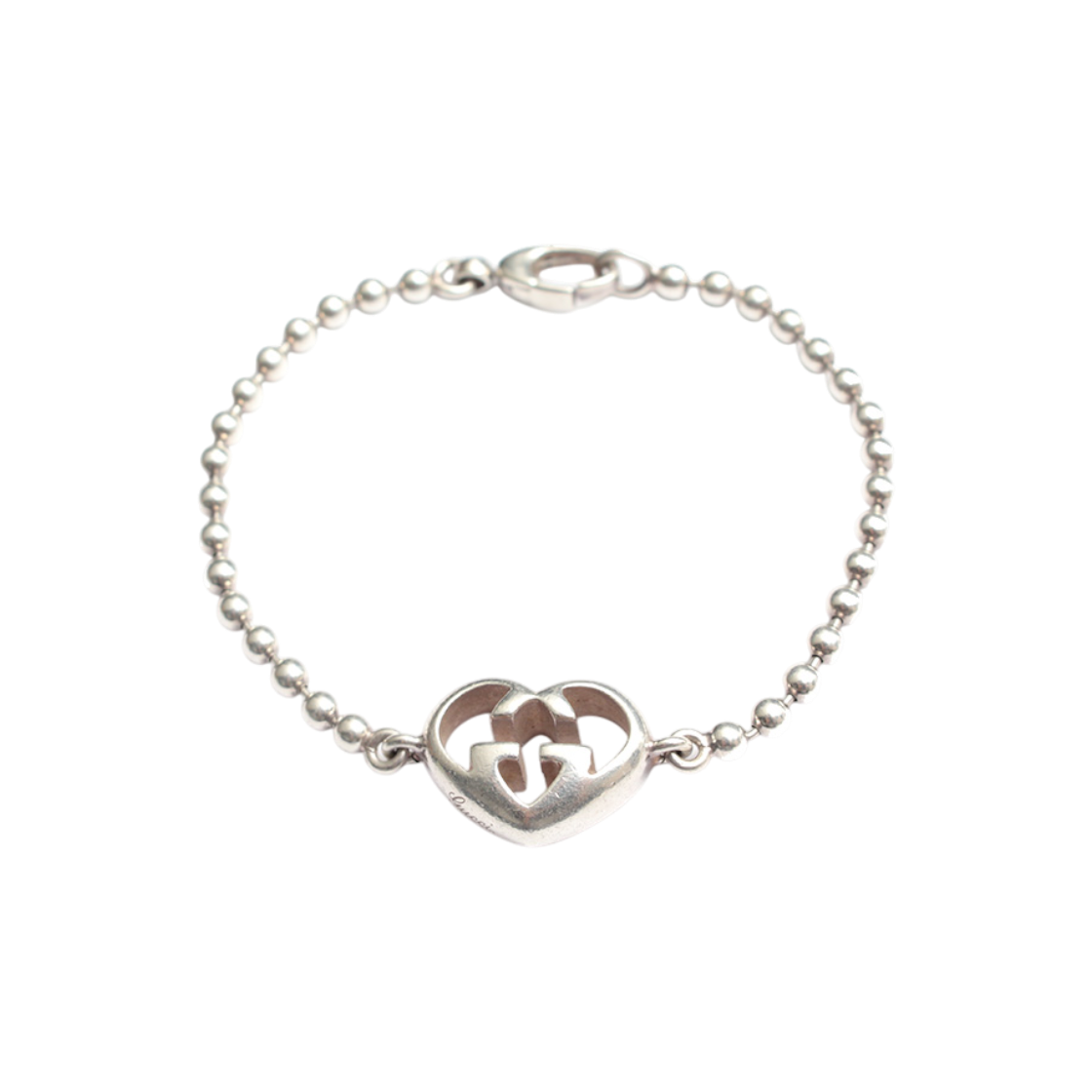 구찌 925 실버 GG 하트 팔찌(Gucci 925 Silver GG Heart Bracelet) - 1