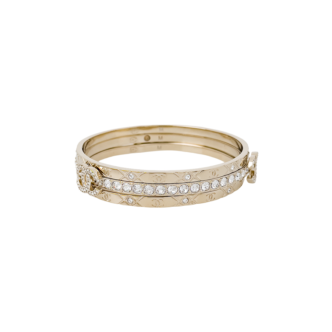 ITGV7535H96O Chanel 25P 3P CC Logo Layered Bracelet Champagne Gold