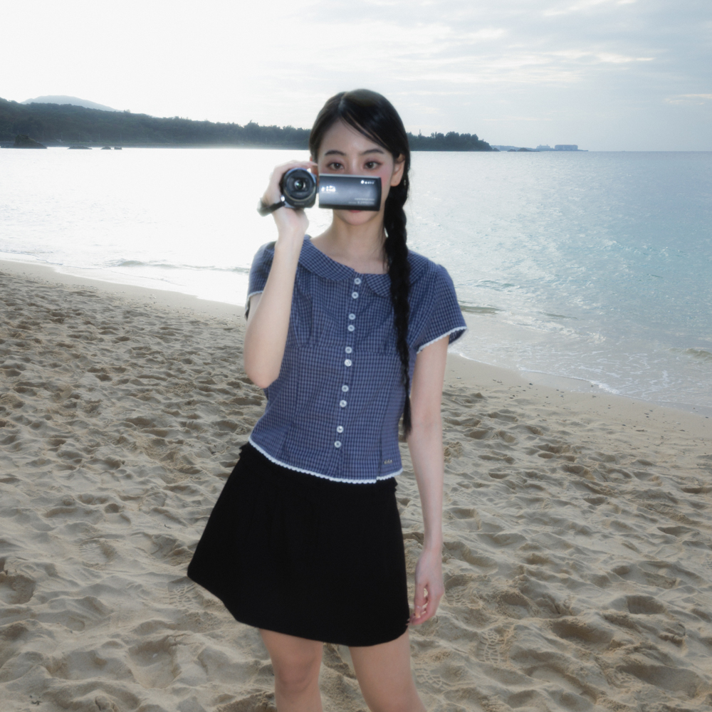 로제프란츠 라운드 카라 반팔 블라우스 네이비(Rosefrantz Round Collar Short Sleeve Blouse [Navy]) - 2