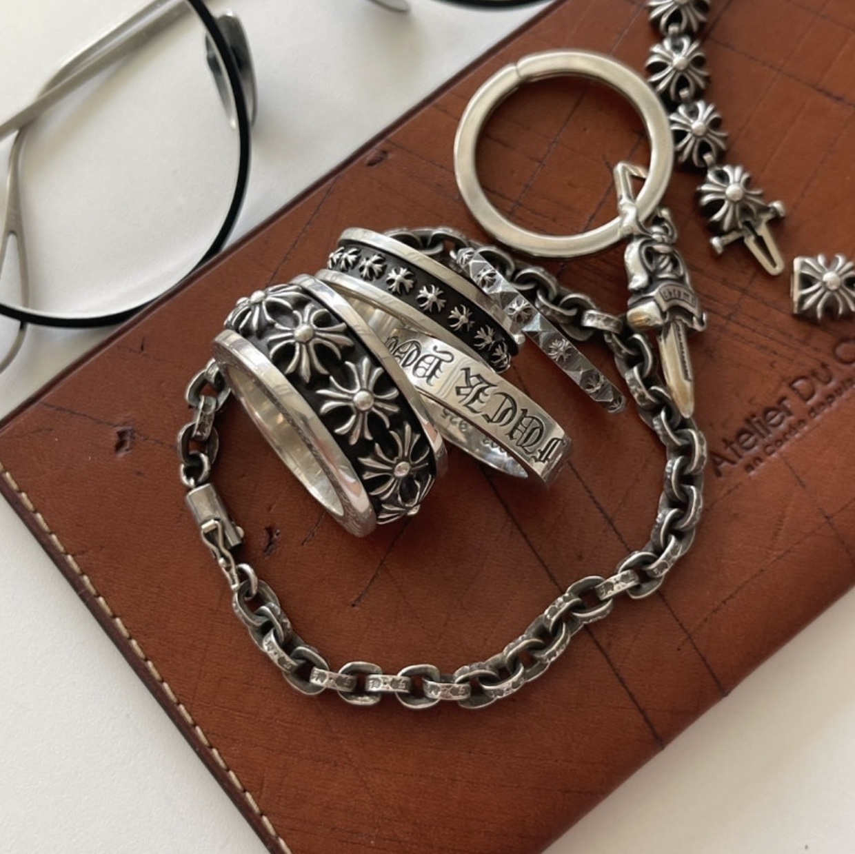 Chrome Hearts Spacer Forever Ring 6mm Silver, Hansroom Chrome Hearts  CH Mini Plus Ring 착용 스타일 - 2