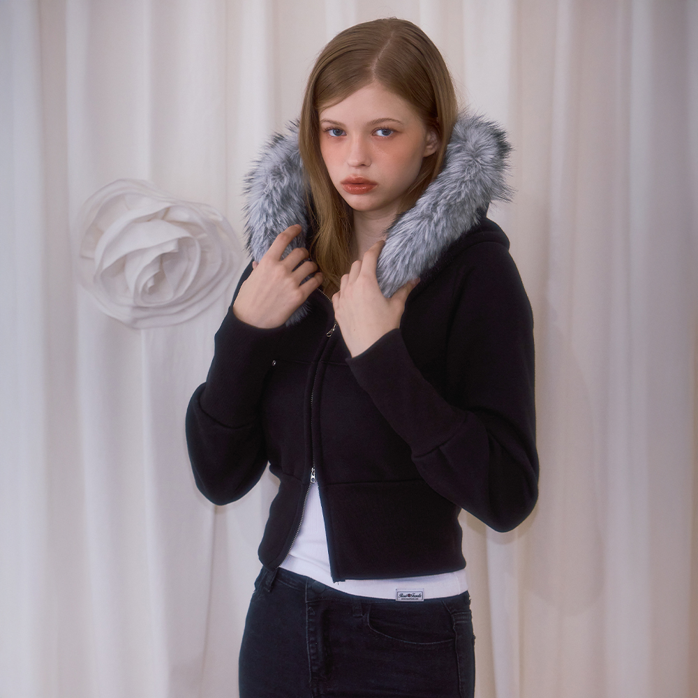 로제프란츠 퍼 슬림 리벳 후드 집업 블랙(Rosefrantz Fur Slim Rivet Hood Zip-up [Black]) - 6
