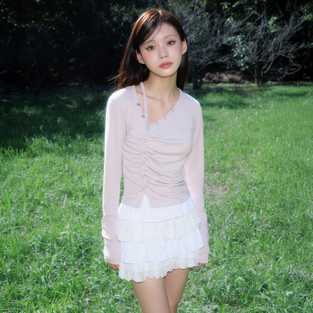 로제프란츠 언밸런스 셔링 롱슬리브 핑크(Rosefrantz Unbalanced Shirring Long Sleeve [Pink]) - 5