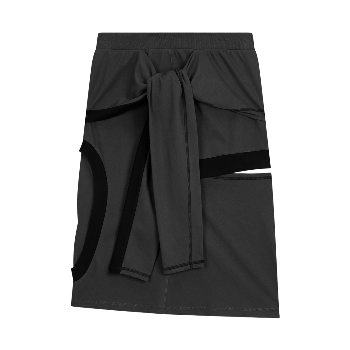 (W) 오픈 Yy 컬러 블록 패널 컷아웃 스커트 차콜((W) Open Yy Color Block Panel Cutout Skirt Charcoal)
