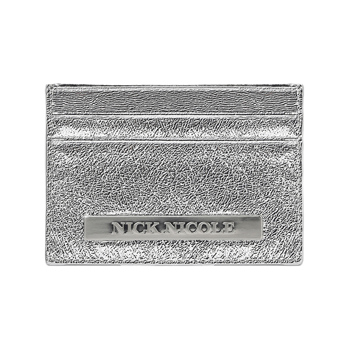 닉앤니콜 메탈 레더 소프트 카드 월렛 실버(NICK&NICOLE Metal Leather Soft Card Wallet Silver)